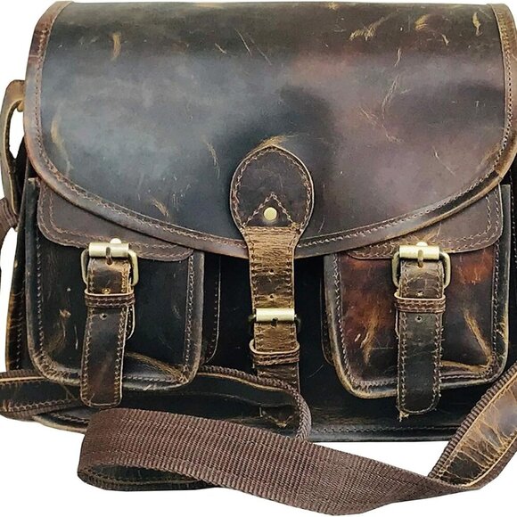 Ruzioon- Buffalo Leather Crossbody Purse For womensVintage lookHandcrafted